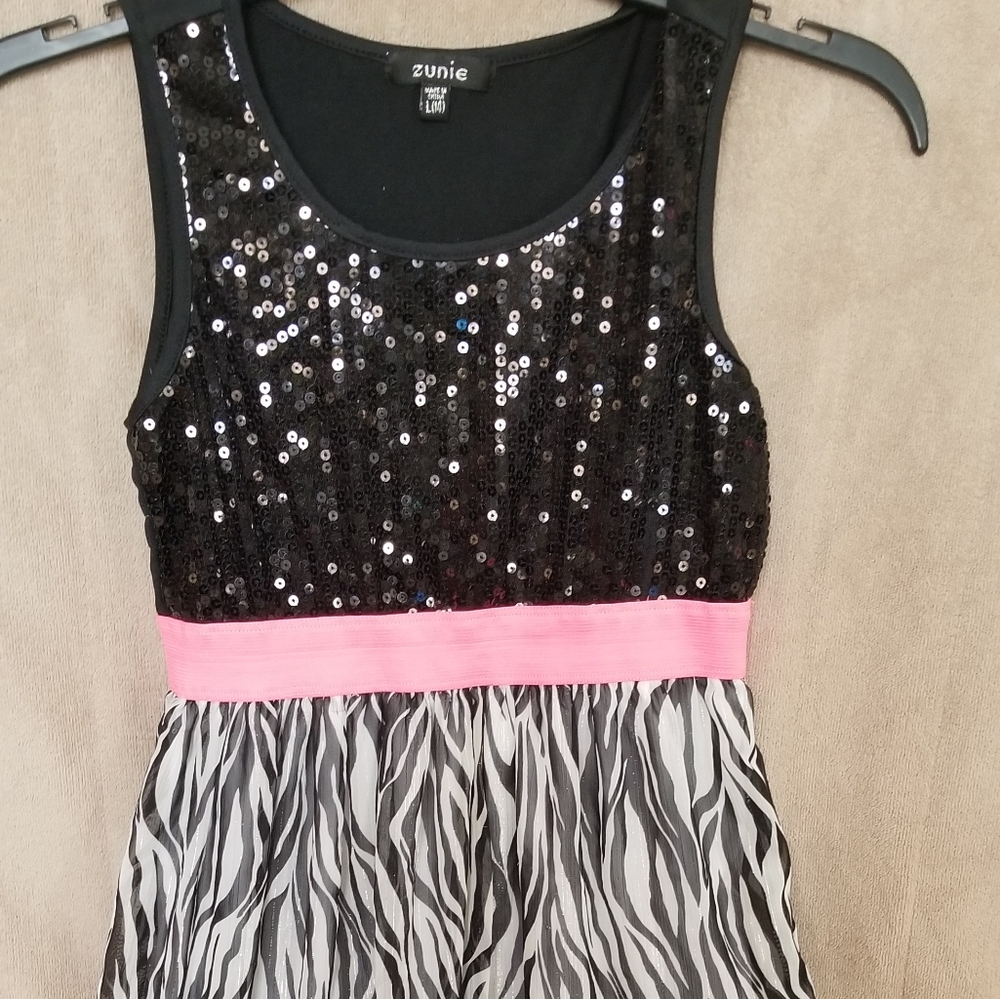 Girls Black Zebra Dress
